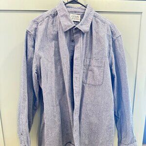 Taylor Stitch x Stetson Shirt Long Sleeve Button Down Blue Herringbone M size 46